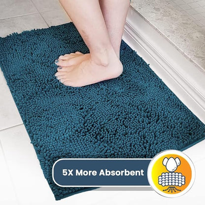 Muddy Mat® Original Dog Door Mat for Muddy Paws, Super Absorbent Microfiber, Non-Slip Washable Pet Rug, Quick Dry Chenille Entryway Carpet, Machine Washable Indoor Outdoor mat, Atlantic Blue 36"x120"