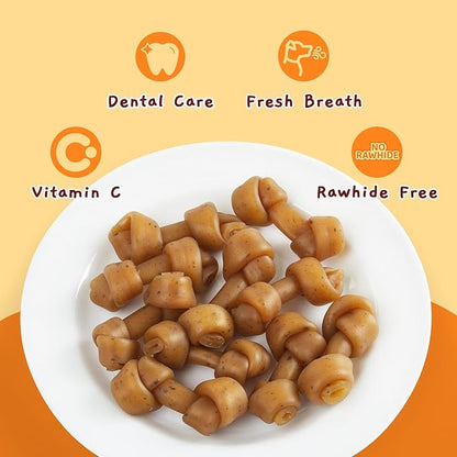 Jungle Calling Peanut Butter Dog Treats, Dental Puppy Chews, Rawhide-Free Bones for Small Dogs, 2.5''