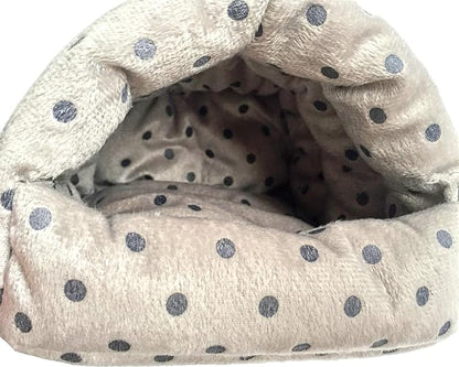 WOWOWMEOW Guinea Pig Cave Bed Small Animals Warm Cage Hanging Bed for Rat, Chinchilla, Hedgehog, Rabbit (L, Dot-Grey)