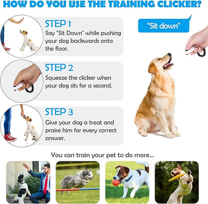 Dog Training Clicker with Wrist Strap - OYEFLY Durable Lightweight Easy to Use, Pet Training Clicker for Cats Puppy Birds Horses. Perfect for Behavioral Training 2-Pack (Red and Blue)