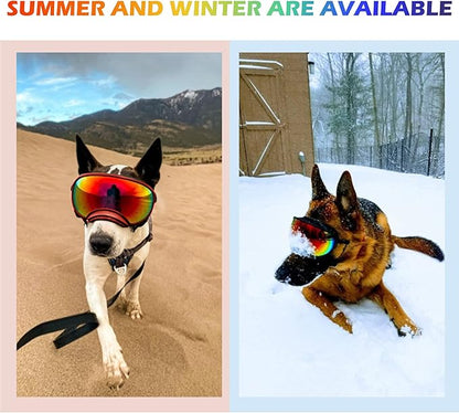 Winproof Large Dog Sunglasses with Adjustable Strap, UV Protection, Soft Goggles for Medium-Large Dogs