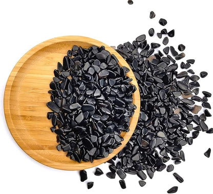 WAYBER 1 Lb/460g Black Obsidian Quartz Crystal Stones Irregular Decorative Rocks Aquarium Pebbles Gravels for Fish Turtle Tank/Succulent Plants/Air Plants Decoration (Fill 1 Cup)