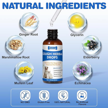 Natural Nebulizer Solution – Promotes Respiratory Health for Dogs & Cats – Immune Support | Sinus, Allergies & Kennel Cough Relief | Gentle Herbal Formula, 60ml
