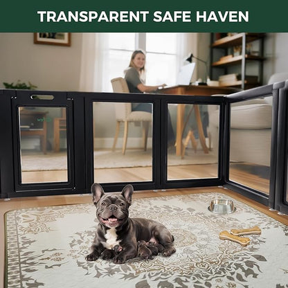 FXW AuraSpace Acrylic Indoor Unleashed Dog Playpen for Small and Medium Dogs, 30 Inch, 16 Panels, Black