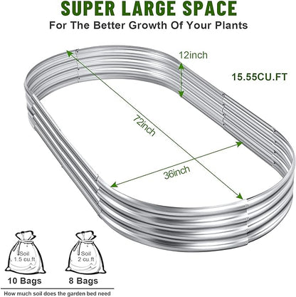 Land Guard Galvanized Raised Garden Bed Kit, 6×3×1ft Raised Garden Boxes Outdoor, Oval Metal Raised Garden Beds for Vegetables...