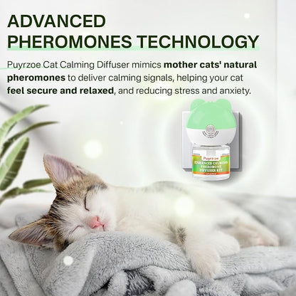 Cat Calming Diffuser with Three Timing Functions, 6-in-1 Cat Pheromones Calming Diffuser Kit, 120-Day Anxiety Relief, Stress Reduction & Relaxation for All Cats (2 Diffusers + 4 Refills)