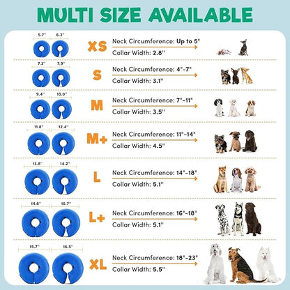 BENCMATE Inflatable Dog Cone Collar Alternative, Soft Dog Cone for Small Medium Large Dogs and Cats, Neck Recovery ECollar Donut Collar After Surgery (Medium+, Plaid)
