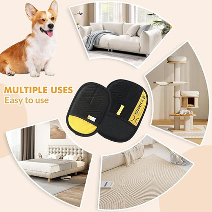 3Pcs Pet Hair Removal Glove for Cats & Dogs, Efficient Grooming Gloves for Pet Hair, Cat Grooming Gloves for Hair Removal, Magic Pet Grooming Glove for Couch, Furniture, Carpet, Curtain (2L1S)
