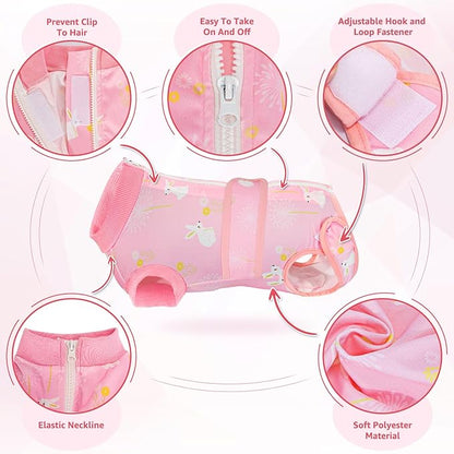 Lukovee Recovery Suit for Dogs, Zipper-On Onesie for Female Male Dog, Abdominal Wounds Cone E-Collar Alternative, Prevent Licking Spay (3XL, A-Pink)