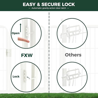 FXW Rollick Unleashed Dog Playpen for Indoor, Yard, RV Camping, 24 inch 8 Panels for Small and Puppy Dogs, White│Patented