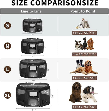 DONORO Dog Playpen Portable Pet Play Pens for Small Dog/Cat/Rabbit/Chicks, Cat Playpen Indoor/Outdoor with Carring Case, Removable Zipper Top and Bottom (Black, Medium (36"x36"x20"), 8)