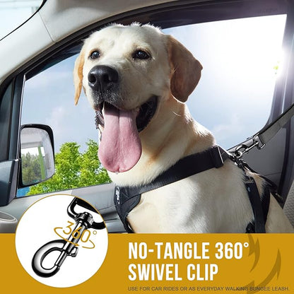 OneTigris Dog Safety Vest Harness, REX Car Use Dog Harness Adjustable Pet Harness with Leash for Medium Large Dogs(Black,L)