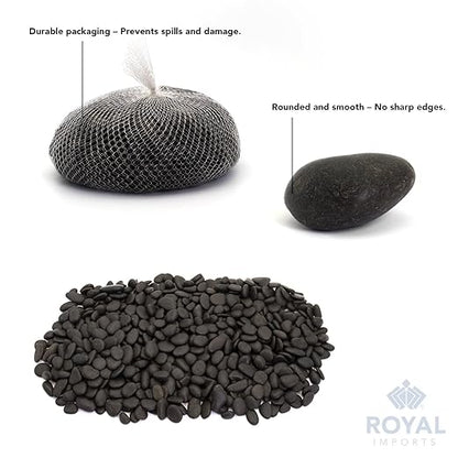 Royal Imports 5LBS River Rocks Decorative Ornamental Pebbles, Garden Landscaping Stones, Natural Gravel Filler for Plants, Vases, Succulents, Home Decor, Arts, Crafting, Animal Habitat - Small Black