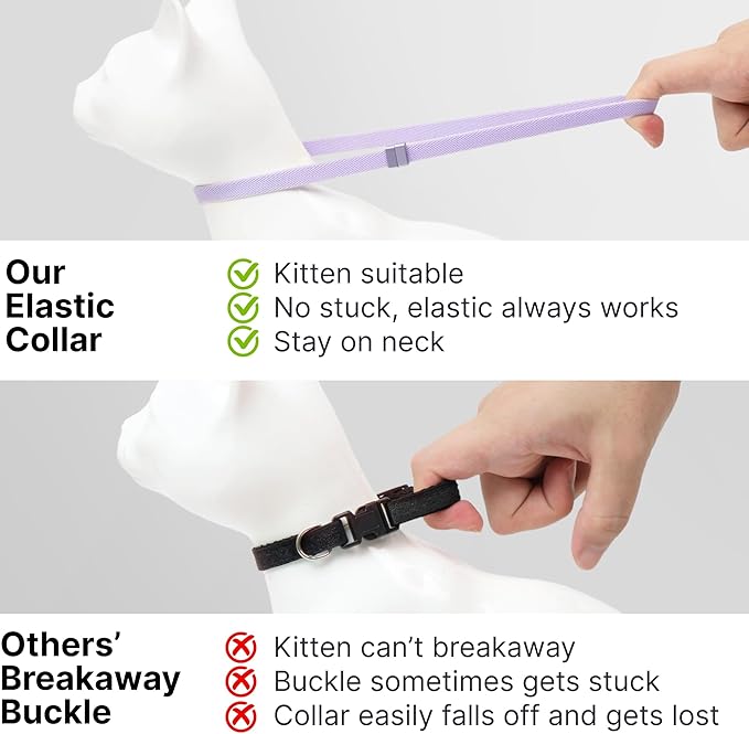 Safety Cat Collar - U.S. IDA Gold Awarding Design, Elastic Quick Release, Non Breakaway - Lightweight for Kitten, Neck Fit 5.9'-11.8' for All Small Large Cat,S(Sunshine)
