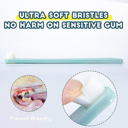 Small Dog Toothbrush, Cat & Puppy Tooth Brushing Kit, Ultra Soft & Mini Head Teeth Brush for Kitten & Tiny Pet, Doggy Toothbrushes Deep Dental Clean, 2 PCS, Graywhite