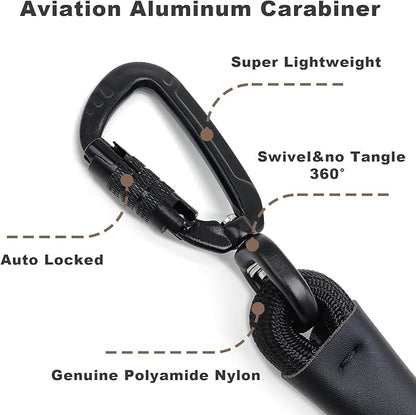 Rope Dog Leash, 4 ft Heavy Duty Dog Leash with Aviation Aluminum Auto Locking Carabiner, Strong Nylon Pet Lead for Small, Medium, Large Dogs (Navy Blue, 4FT)