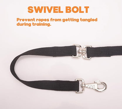 Cord Cotton Lunge Line with Rubber Stop，Equine Lunge Line for Horses with Swivel Bolt Snap，24 ft (Black, 24ft)