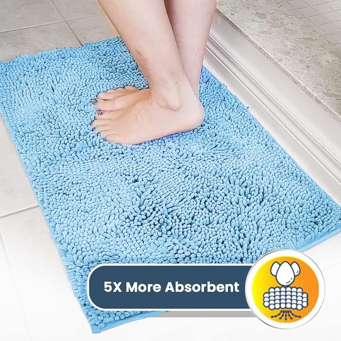 Muddy Mat® Original Dog Door Mat for Muddy Paws, Super Absorbent Microfiber, Non-Slip Washable Pet Rug, Quick Dry Chenille Entryway Carpet, Machine Washable Indoor Outdoor mat, Sky Blue 24"x60"