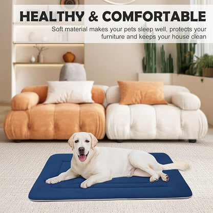 JoicyCo Dog Crate Bed Pad Mat, 36 in Non Slip Bottom Washable for Medium & Large Dogs, Kennel Pad, Dark Blue