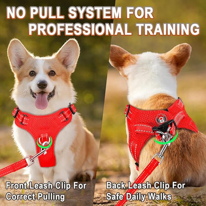 Dog Harness Step in Dog Vest Harness, Reflective Adjustable Puppy No Pull Harness Breathable Soft for Small and Medium Dogs Cats, Red, S