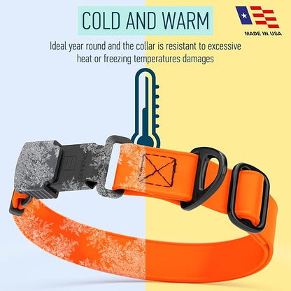 Dogline Biothane Waterproof Dog Collar with Herm Sprenger Stainless Steel Quick Release Buckle – Heavy Duty Tactical Durable Collar for Dogs – Comfortable and Safe Pet Collar, W 1" L 15-25", Orange