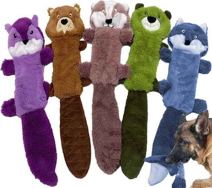 Jalousie Stuffingless Dog Crinkle Toys – No Stuffing Squeaky Set for Medium & Large Dogs