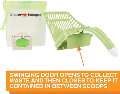 Neater Pet Brands Neater Scooper Standard Cat Litter Scoop, 60 Refill Bags – Mess-Free Cat Litter Scooper with Bag, Spill-Proof Kitty Box Sifter, Bin Doubles as Scoop Holder, For Single-Cat Households