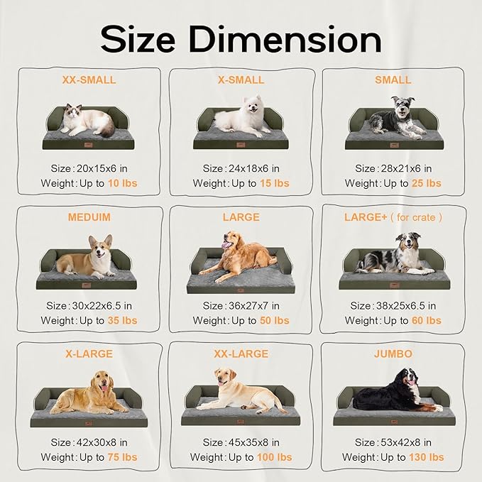 Dog Bed Medium Size Dog-Orthopedic Waterproof Bed for Dogs,Foam Couch Sofa with Washable Removable Cover & Non-Slip Bottom-Dark Green