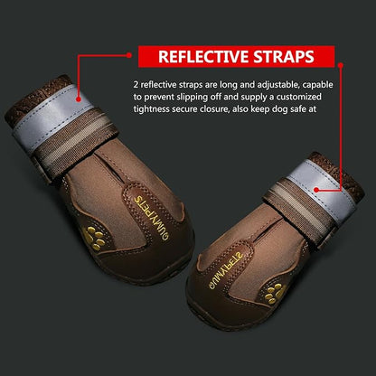QUMY Dog Shoes for Large Dogs, Medium Dog Boots & Paw Protectors for Winter Snowy Day, Summer Hot Pavement, Waterproof in Rainy Weather, Outdoor Walking, Indoor Hardfloors Anti Slip Sole Khaki 6