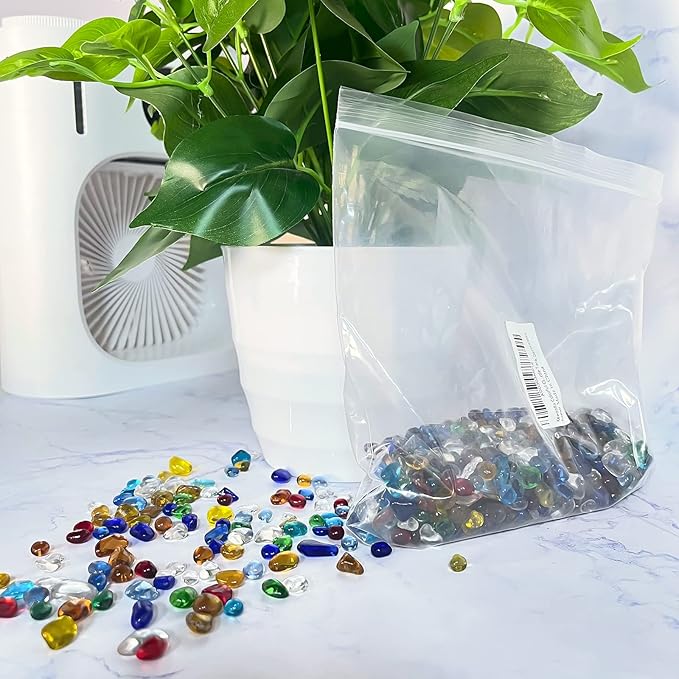 Keedolla Aquarium Clear Glass Stones Pebbles for Fish Tank, 0.93LB Fish Tank Marbles Beads Gems Gravel Rocks for Aquarium, Vase Fillers, Succulent Plants Decor
