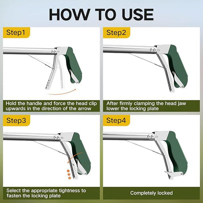 60“ Snake Tongs Collapsible Grabber, Professional Reptile Snake Catcher Wide Jaw Handling Tool, Stainless Steel Snake Hook