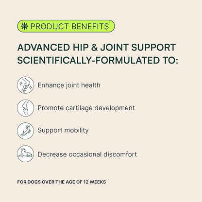 Wuffes Advanced Dog Hip and Joint Supplement with Glucosamine, Chondroitin, Omega 3, MSM, and Green Lipped Mussel, (Pack of 2, Small & Large Breed)