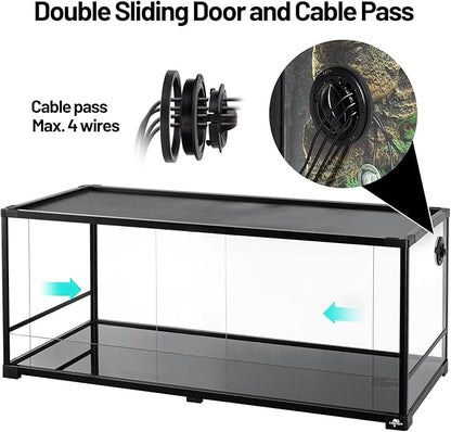 67 Gallon Reptile Tank, Glass Reptiles Terrarium 48" x 18" x 18", Sliding Door, Top Ventilation, Cable Pass, Humidify Hole, Large Reptile Cage Habitat for Bearded Dragon, Lizard, Snake, Gecko