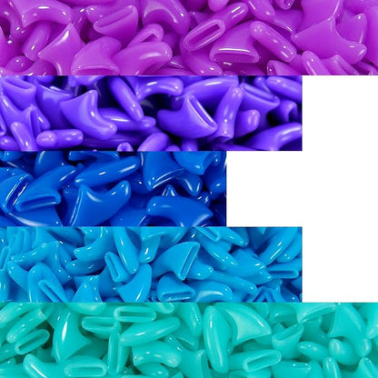 zetpo 100 pcs Cat Nail Caps | Cat Claw Covers | with Adhesives and Applicators (M, Purple, Violet, Blue, Sky Blue, Turquoise)