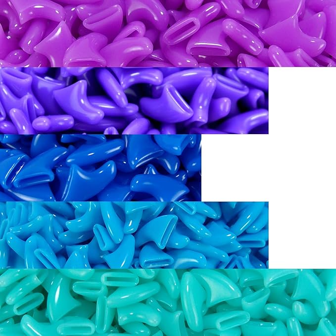 zetpo 100 pcs Cat Nail Caps | Cat Claw Covers | with Adhesives and Applicators (XS, Purple, Violet, Blue, Sky Blue, Turquoise)