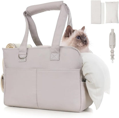 Dog Carriers for Small Dogs, Soft Sided Folding Small Dog Carrier for Dogs Medium Cats Puppies up to 13 Lbs, Washable Breathable Puppy Carrie Carrier for Outdoor Travel (Small Gray)