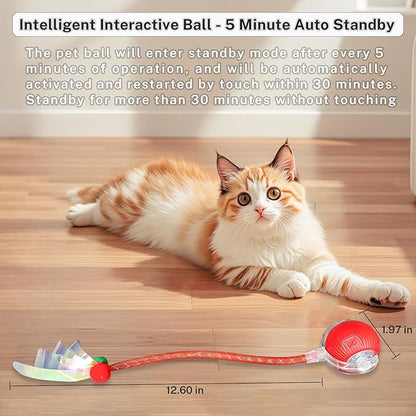 Red Speedy Tail 2.0 Cat Ball Toy – Upgraded Interactive Stimulating Toy for Bored Indoor Cats