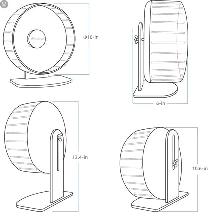 Niteangel Super-Silent Hamster Exercise Wheels: - Quiet Spinner Hamster Running Wheels with Adjustable Stand for Hamsters Gerbils Mice Or Other Small Animals (M, White)