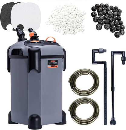 Aquarium Canister Filter with 3 Media Trays Spray Bar External Canister Filter for Large Fish Tank and Aquariums, 1500F - 397GPH