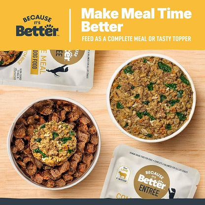 Because it's Better Entrée Complete Meal, Lamb Stew with Rice, Human Grade Wet Dog Food, 10 oz Pouches, 6 Count
