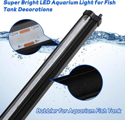 Submersible Bubble Aquarium Light：Multicolor RGB Fish Tank Light with Remote Timer & Adjustable Brightness for Pet Plants Grow - Waterproof Submersible Led Lights for 5-10In Saltwater Tanks