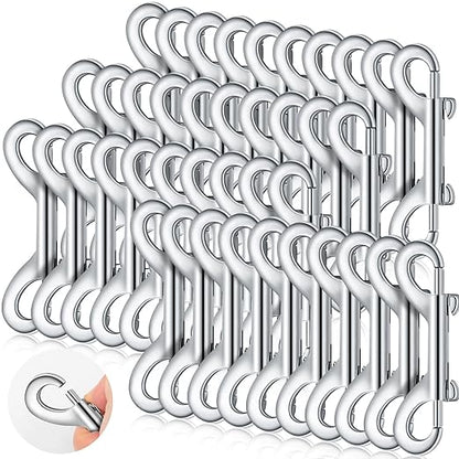 Hotop 40 Pcs 3.5 Inch Double Ended Bolt Snaps Hooks Zinc Alloy Trigger Chain Metal Clips Key Holder for Linking Key Chain Dog Leash Collar Pet Sling Feed Buckets(Silver)