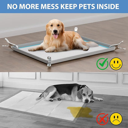 IMMCUTE Pee Pad Holder for Dogs, Thickened Soft Silicone Extra Large Puppy Pad Holder Fits Up to 28" x 34" Pee Pads, Non-Slip High Edge Pee Pad Holder, for Leak-Proof Urine, Floor Protection