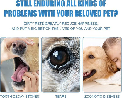 Pet Dental Finger Wipes, Oral Cleansing Teeth Care Finger Cots Wipes Pads for Dogs and Cats, Optimize Oral Health, Reduces Plaque, Freshen Breath - 50 Wipes
