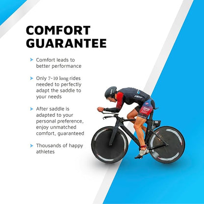 SRT Super Short Noseless Pain-Free Adjustable Bicycle Saddle Black with Titanium Rails Custom Fit Comfort, one Size