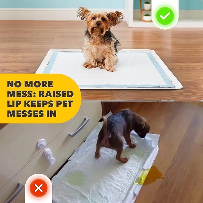TidyFriend 2 Pack Dog Pee Pad Holder Tray Fits for 24” x 24” Wee Wee Pee Pads - Stable Grip, Raised Edges, Quick-Wipe Silicone Surface Dog Potty Tray Holder for Indoor Flooring Protection (White)