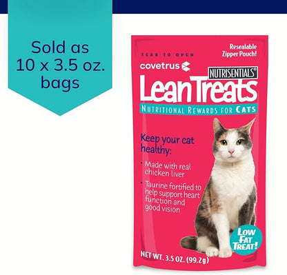 Covetrus Nutrisential Lean Treats for Cats - Soft Cat Treats for Small, Medium, Large Cats - Nutritional Low Fat Bite Size - Chicken Flavor - 10 Pack - 3.5oz