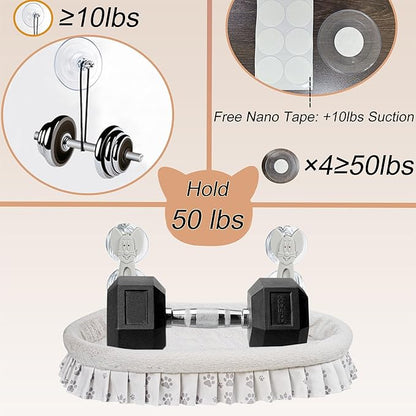 Cat Window Perch for Large Cats - No Tools Needed with 4 Super Suction Cups, Soft Chew-Resistant Fleece & Easy Clean Design