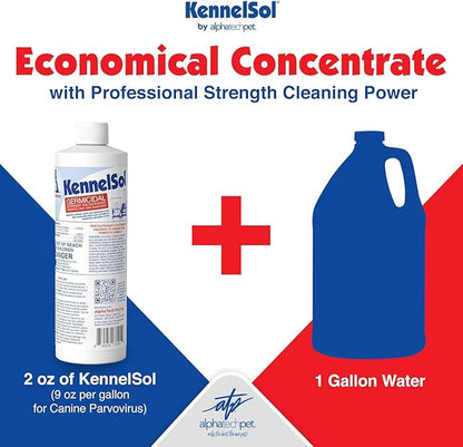 ATP KennelSol 1-Step Kennel Cleaner - 1 Pint Liquid Disinfectant, Effective Against Bacteria and Viruses, Deodorizer Wintergreen Scent by Alpha Tech Pet