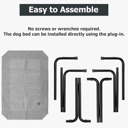 Elevated Dog Bed for Outdoor, Large Raised Dogs Cot for Training, Cooling Pet Beds with Washable Mesh, Indestructible Lifted Platform for Outside Camping, 41 inch Grey
